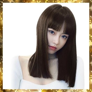 ★限定1点★ウィッグ 樺茶色 セミロング フルウィッグ 仮装 ストレート 自然 サラツヤ コスプレウィッグ ブラウン