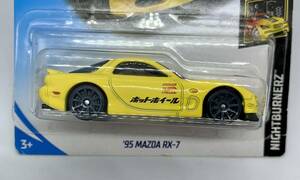 370//ホットウィール Hot Wheels '95 MAZDA RX-7 イエロー カタカナ文字 マツダ カードしわあり