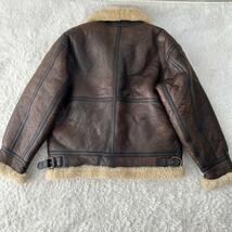 美品L◎shearling リアルムートン B-3 ボア フライトジャケット シープスキン USA 羊革ラムレザー ミリタリージャケット 革ジャン ブラウン_画像8