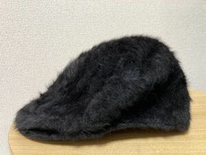 KANGOL blue カンゴール FURGORA ファーゴラ ハンチング キャップ 帽子 アンゴラ 黒 LARGE /キャスケット 古着