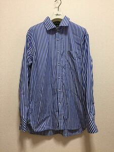 USA古着 TOMMY HILFIGER トミーヒルフィガー ストライプシャツ ドュエボットーニシャツ 長袖シャツ BIGシルエット 青白 XL