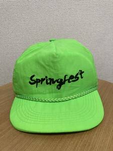 80's 90's USAヴィンテージ CAMEO キャップ 帽子 Springfest ネオンカラー 黄緑 ONE SIZE /80年代 90年代