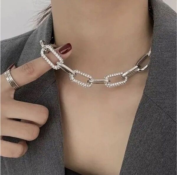 274 シルバー チェーン ネックレス czダイヤ 宝石 韓国 至高 ジュエリー