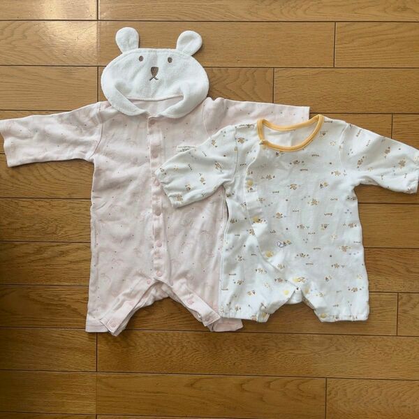 【2点セット】TEATAM ロンパース カバーオール ベビー服 新生児　50cm 60cm