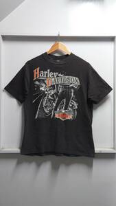 1989’s HARLEY DAVIDSON オーストラリア製 シングルステッチ “3D EMBLEM” プリント Tシャツ ブラック S 半袖 ハーレーダビッドソン