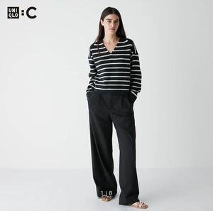 UNIQLO C タックワイドストレートパンツ ブラック Mサイズ