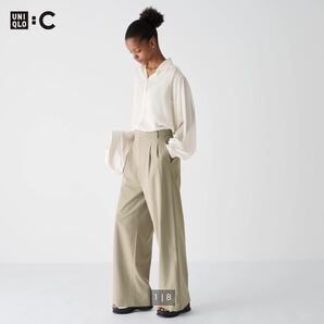 UNIQLO C タックワイドストレートパンツ ベージュ Mサイズ