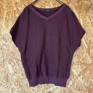  beautiful goods INDIVI made in Japan knitted sweater V neck thin lame purple do Le Mans French Lee b tops 2873