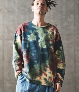 GLIMCLAP グリムクラップ Tie dye & botanical print sweatshirts L ネイビー　美品！