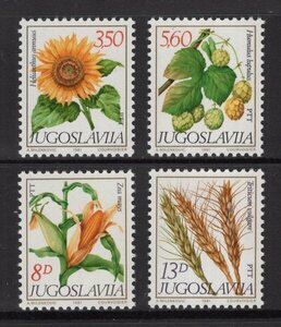 外国切手　ユーゴスラビア　1981年　植物　4種完　未使用