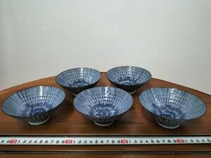 コレクション　昭和　レトロ　アンティーク　料理皿　小皿　ブルー系　陶器　5枚　まとめて