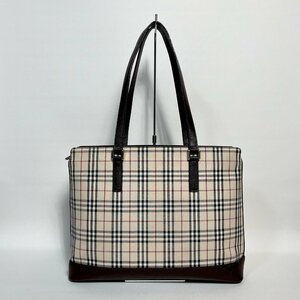 2402-70-2｜美品｜BURBERRY バーバリー トートバッグ キャンバス レザー ダークブラウン ノバチェック