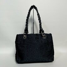 2403-84-2｜美品｜Salvatore Ferragamo サルヴァトーレフェラガモ トートバッグ キャンバス レザー ブラック ロゴ総柄_画像1