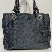 2403-84-2｜美品｜Salvatore Ferragamo サルヴァトーレフェラガモ トートバッグ キャンバス レザー ブラック ロゴ総柄_画像2