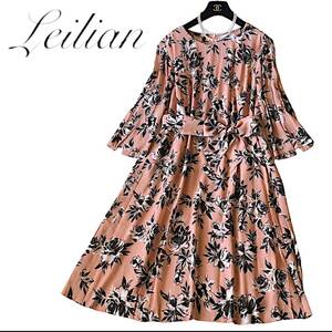 A31◆極美品 レリアン Leilian プラスハウス 15+ XL 2XL 3L前後 ゆったり フレア ワンピース 身幅55cm 花柄 フラワー 可愛い 映える 春夏