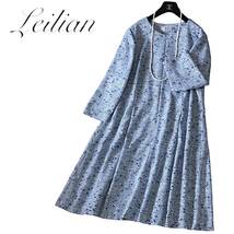 E20◆美品 レリアン Leilian プラスハウス 大きいサイズ 17+ 2XL 3L前後 ゆったり フレア ワンピース 身幅56cm 爽やかカラー 春におすすめ_画像1