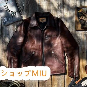 サイズ選択可 シングルライダース 牛革★S-3XL 強くお勧め★極上品質★1.6mm 茶芯ホースハイド 30\'sスタイル ジャケット