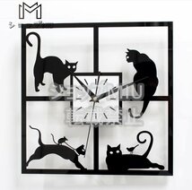 掛け時計 猫 黒猫 時計 壁掛け 高級 ブラック おしゃれ 静音 かけ時計ネコデザイン インテリア アンティーク かけ時計_画像3