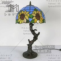 ◆極上品◆芸術品◆ステンドランプ ヒマワリ花柄 照明 ティファニー技法 ステンドグラス レトロな雰囲気 デスクライト 室内装飾_画像1