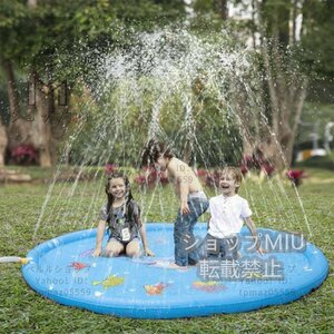  fountain mat air pump diameter 100cm fountain pool child pool home use playing in water toy vinyl pool summer measures garden shower Kids pool parent . playing 