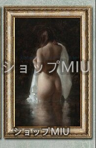 極美品★装飾画 絵画 人物画 寝姿のセクシー美人1 背景画 人体 裸婦像 玄関画 40x60cm 額裝