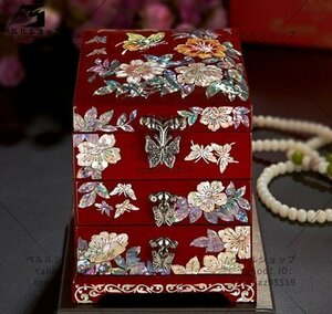  lacquer ware natural shell wooden pearl layer Rucker shell jue Reebok s gem box marriage accessory case box many layer 