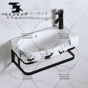 手洗器 洗面器 家庭用壁掛け式 トイレ レトロ ブラック 芸術 アイデア 混合水栓（蛇口・排水ホース付き）