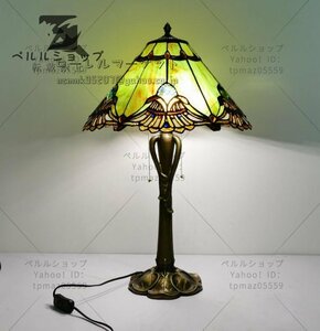 ティファニーランプ ステンドグラス アンティーク風 テーブルランプ 2灯式 孔雀の羽模様