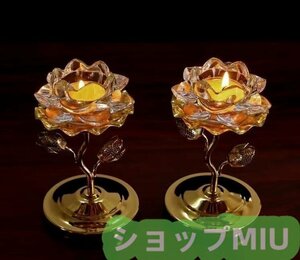 レトロ 【2個セット】 キャンドルライト 極上品★ キャンドルホルダー インテリア ロータス アンティーク 直径4cm 蓮