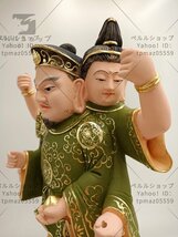 極上品 総檜材 木彫仏像 仏教美術 精密細工 仏師で仕上げ品　切金 彩色 三面大黒天立像 高さ40cm_画像10