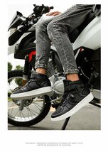 バイクブーツ オートバイ靴 メンズ ライディングシューズ プロテクター 保護 カジュアル 通気性 耐磨耗性 滑り止め ホワイト24cm~27.5cm_画像8