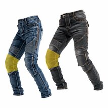 メンズ バイクデニムパンツ バイクパンツ プロテクター付き バイクジーンズ 耐磨 ライダースパンツ ストレッチ S~3XL ブルー_画像5