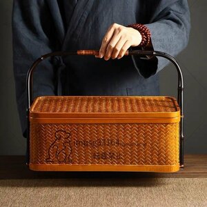 高品質 民芸職人手作 日式 竹製 手作 茶器 收納 漆器 茶盒 茶箱