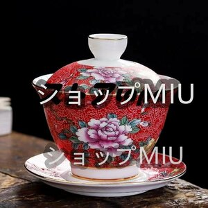 極美品★ 5点セット老茶碗中国景徳鎮古玩 五色 花開富貴蓋碗