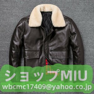 S～4XL フライトジャケット レザージャケット 防寒 新品☆☆中綿 ライダース 牛革 メンズファッション 本革 カウハイド 刺繍 防風 革ジャン