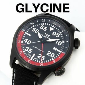 Glycine GL0438 腕時計 GMT ミリタリー エアパイロット　黒赤　グリシン