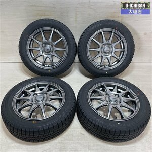 極上 バリ溝 軽自動車 2021年製 ダンロップ WM03 155/65R14 スタッドレス 中古 14インチ 4.5-14+43 4H100 タント ムーヴ NBOX ワゴンR 002R