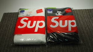 ▲こ3-21 未開封 Supreme Hanes T-Shirts 3 Pack ブラックホワイト２点セット シュプリーム 状態不問