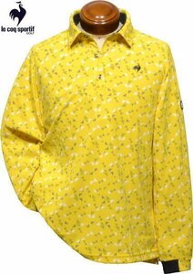【イエロー LLサイズ】 ルコックゴルフ 長袖ポロシャツ メンズ QGMWJB01 ストレッチフォーサー 吸汗速乾 UVカット 長袖シャツ