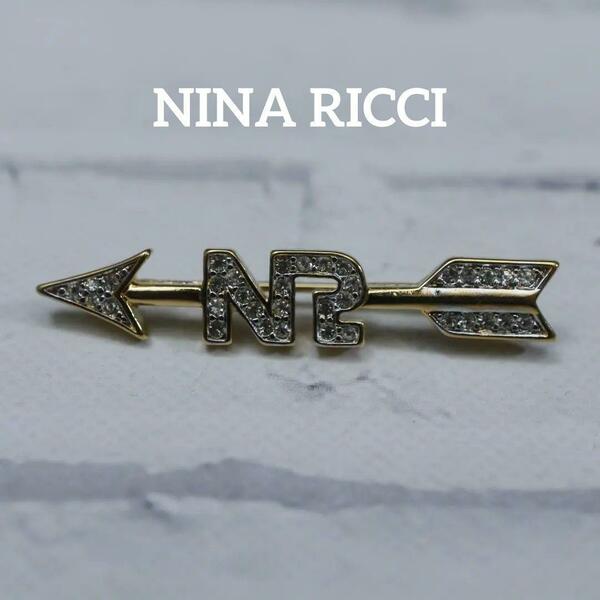 【匿名配送】NINA RICCI ニナリッチ ブローチ ゴールド ロゴ 矢