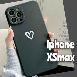 iPhoneXSmax iPhoneケース iPhoneカバー ブラック 黒 ハート おしゃれ かわいい くすみカラー TPUケース