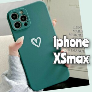 iPhoneXSmax iPhoneケース iPhoneカバー ハート柄 おしゃれ かわいい くすみカラー TPUケース 緑 グリーン 推し活