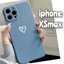 iPhoneXSmax iPhoneケース iphoneカバー ブルー ハート おしゃれ かわいい くすみカラー TPUケース ネイビー 青紫_画像1