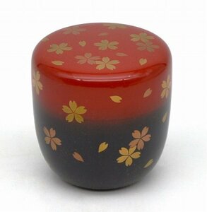 茶道具・茶器　大棗　桜散蒔絵、中村宗悦作、桐共箱　新品。