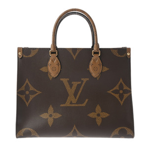 銀蔵 中古 LOUIS VUITTON ルイヴィトン モノグラムジャイアント オンザゴー MM 2WAYトート M45321 ブラウン ランクA