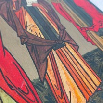 ロシア正教？ 東方正教会 ビンテージ 手描き 肉筆 イコン 木製 宗教画 ロマネスク様式 26.7×17cm_画像4