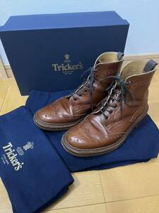 Tricker トリッカーズ★カントリーブーツ サイズ8.5★26.5cm★濃茶 ブラウン マロン★ウィングチップ