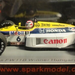 スパークモデル 1/43 ウイリアムズ・FW11B・ホンダ 1987年 ハンガリーGP優勝 ネルソン.ピケ spark Nelson.Piquet 1987 Williams・Hondaの画像2