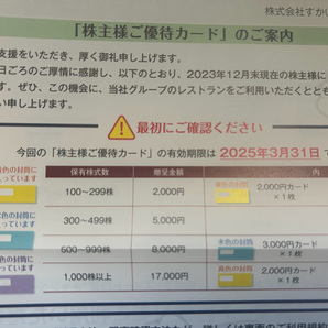 【最新即決 追跡送料無料】有効期限2025年03月31日 すかいらーくグループ 株主優待カード 30000円分 ガスト バーミヤン の画像2