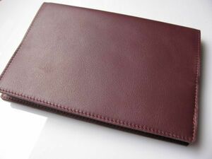 (b08) original leather A5 size book cover bordeaux hand made 